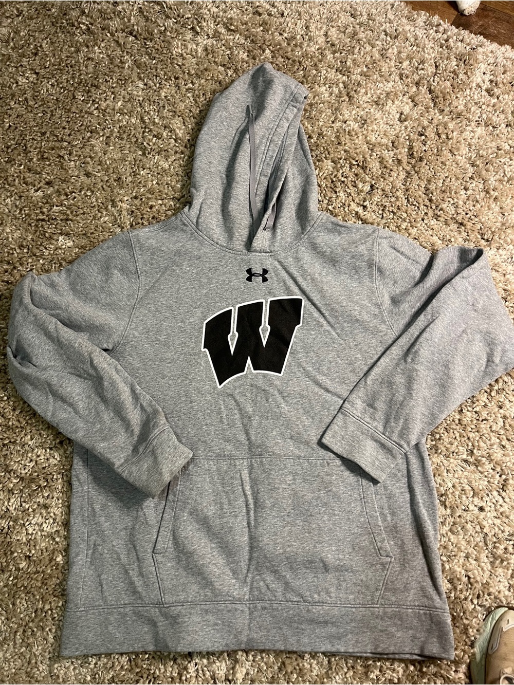 Under Armour Light Gray Performance Fleece Hoodie with W. Size L